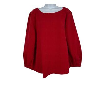 Chicos Red Textured Diamond Pattern Long Sleeve Top Size 3 US XL